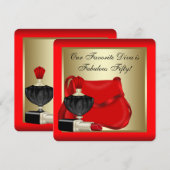 Rood Zwart Goud Parfum Vrouwen Verjaardagsfeest Kaart (Voorkant / Achterkant)