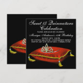 Rood Zwart Goud Quinceanera Kaart (Voorkant / Achterkant)