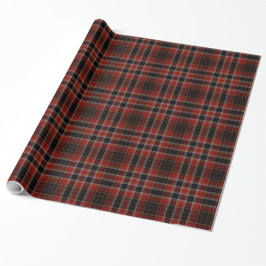 Rood Zwart Goud Tartan Plaid Cadeaupapier (Uitgerold)
