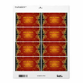 Rood Zwart & Goud Tonen  wervelingen - Sjabloon Etiket (Full Sheet)