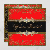 Rood Zwart Goud Zwart Galajurken Feest Kaart (Voorkant / Achterkant)