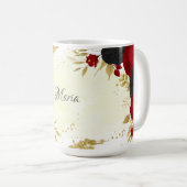 rood zwart & gouden bloem bruiloft koffiemok (Voorkant rechts)