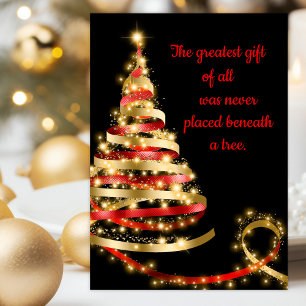 Rood Zwart Gouden Christelijke Kerstkaart Feestdagen Kaart