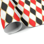 Rood Zwart Gouden Harlekijn Kerstvakantie Cadeaupapier (Rol Hoek)