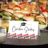 Rood Zwart Graduation Cap Vouwlabel, Voedsel of Plaatskaartje