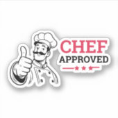 Rood Zwart Grappige Chef Goedgekeurd Sticker (Voorkant)