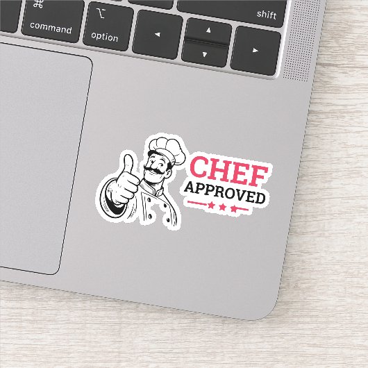 Rood Zwart Grappige Chef Goedgekeurd Sticker (Detail)