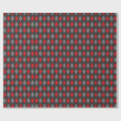 Rood Zwart & Grijs Argyle Kerst Geruit Cadeaupapier (Vlak)