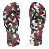 Rood, Zwart, Grijs en wit Camo Abstract Teenslippers (Voetbed)