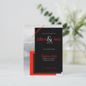 Rood, zwart, grijs en witte instripe uitnodiging (Staand voorkant)