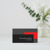 Rood Zwart Grijs Fotografie Visitekaartje (Staand voorkant)