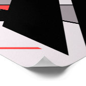 Rood zwart grijs geometrisch MCM-achtig diagonaal Poster (Hoek)