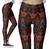 Rood, zwart, grijs gotisch filigraan kant leggings