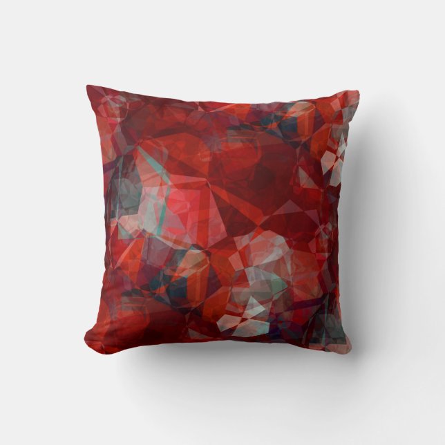 Rood Zwart & Grijs Modern Abstract Patroon Kussen (Voorkant)