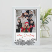 Rood Zwart Grijs Moderne Elegante Foto Kerstmis Feestdagenkaart (Staand voorkant)