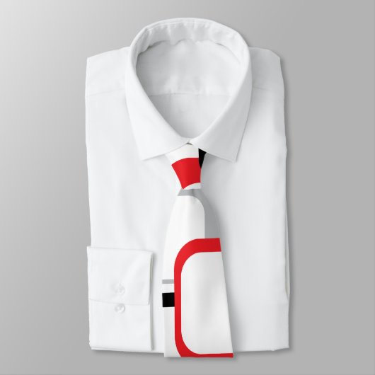 Rood Zwart Grijs Retro Vierkant Patroon Wit Stropdas (Gebonden)