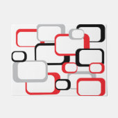 Rood Zwart Grijs Retro Vierkant Wit Deurmat (Voorkant)