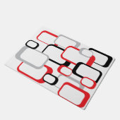 Rood Zwart Grijs Retro Vierkant Wit Deurmat (Schuin)