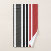 Rood Zwart Grijs Verticaal Streepjespatroon Bad Handdoek (Handdoek)