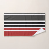 Rood Zwart Grijs Verticaal Streepjespatroon Bad Handdoek (Handdoek)
