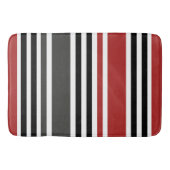 Rood Zwart Grijs Verticaal Streepjespatroon Badmat (Voorkant)