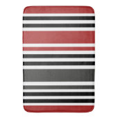 Rood Zwart Grijs Verticaal Streepjespatroon Badmat (Voorkant Verticaal)