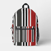 Rood Zwart Grijs Verticaal Streepjespatroon Bedrukte Rugzak (Voorkant)
