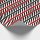 Rood Zwart Grijs Verticaal Streepjespatroon Cadeaupapier (Hoek)