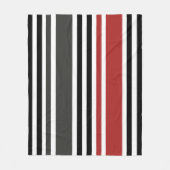 Rood Zwart Grijs Verticaal Streepjespatroon Fleece Deken (Voorkant)
