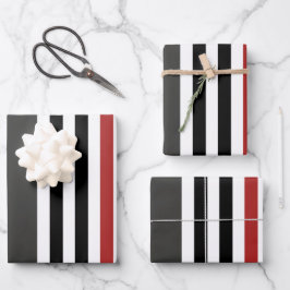 Rood Zwart Grijs Verticaal Streepjespatroon Inpakpapier Vel