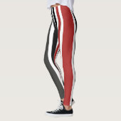 Rood Zwart Grijs Verticaal Streepjespatroon Leggings (Links)