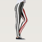 Rood Zwart Grijs Verticaal Streepjespatroon Leggings (Rechts)