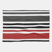 Rood Zwart Grijs Verticaal Streepjespatroon Theedoek (Horizontaal)