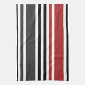 Rood Zwart Grijs Verticaal Streepjespatroon Theedoek (Verticaal)