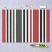 Rood Zwart Grijs Verticaal Streepjespatroon Tissuepapier (Craft)