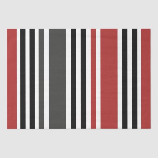 Rood Zwart Grijs Verticaal Streepjespatroon Tissuepapier (Voorkant)