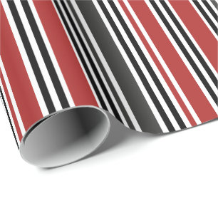 Rood Zwart Grijs Verticale Strepen Patroon Cadeaupapier
