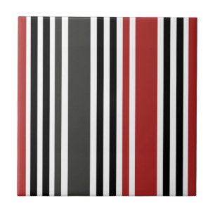 Rood Zwart Grijs Verticale Strepen Patroon Tegeltje