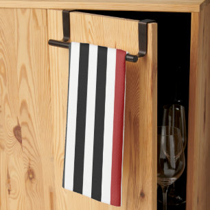 Rood Zwart Grijs Verticale Strepen Patroon Theedoek