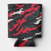 Rood Zwart Grijs Wit Camouflage Camo patroon Blikjeskoeler (Voorkant)