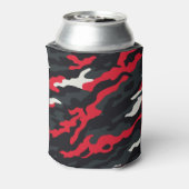 Rood Zwart Grijs Wit Camouflage Camo patroon Blikjeskoeler (Blikje Achterkant)