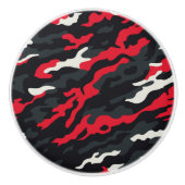 Rood Zwart Grijs Wit Camouflage Camo patroon Keramische Knop (Voorkant)