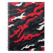 Rood Zwart Grijs Wit Camouflage Camo patroon Notitieboek (Voorkant)