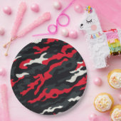 Rood Zwart Grijs Wit Camouflage Camo patroon Papieren Bordje (Feest)