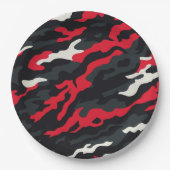 Rood Zwart Grijs Wit Camouflage Camo patroon Papieren Bordje (Voorkant)