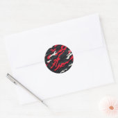 Rood Zwart Grijs Wit Camouflage Camo patroon Ronde Sticker (Envelop)