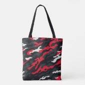 Rood Zwart Grijs Wit Camouflage Camo patroon Tote Bag (Achterkant)