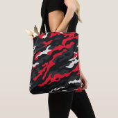Rood Zwart Grijs Wit Camouflage Camo patroon Tote Bag (Dichtbij)