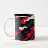 Rood Zwart Grijs Wit Camouflage Camo patroon Tweekleurige Koffiemok (Links)