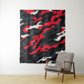 Rood Zwart Grijs Wit Camouflage Camo patroon Wandkleed (In situ)